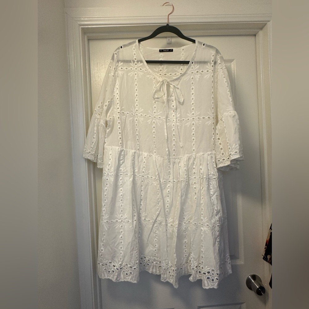 Plus size SHEIN white eyelet dress 1x